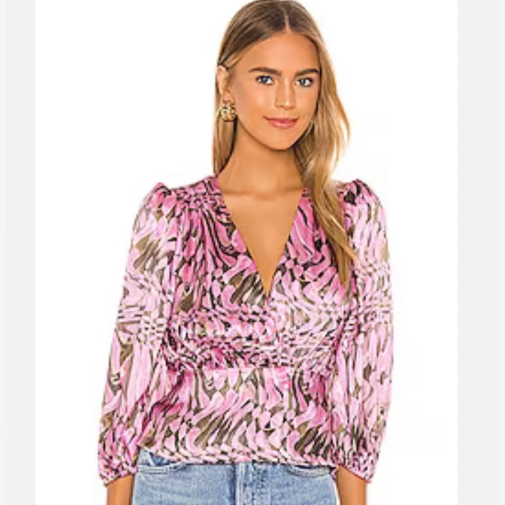 BRAND NEW/ AIIFOS/ SIZE M/ Robyn Top in Pink & Coffe